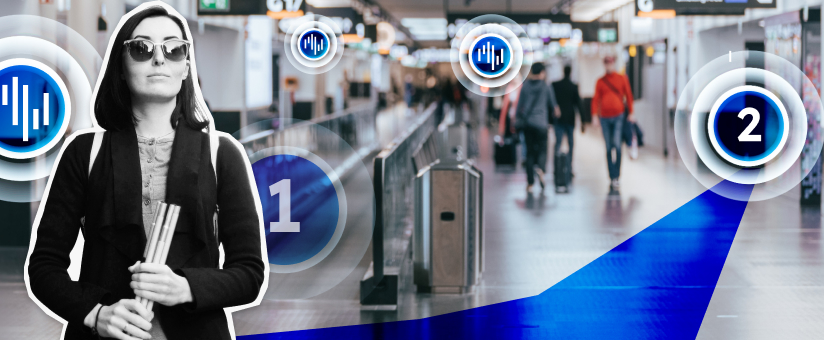 Passenger navigating airport